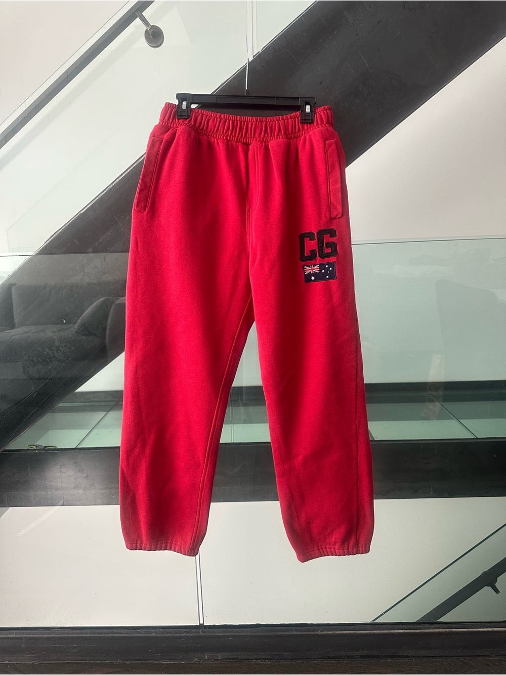 COOGI Red Fleece Joggers with CG Logo